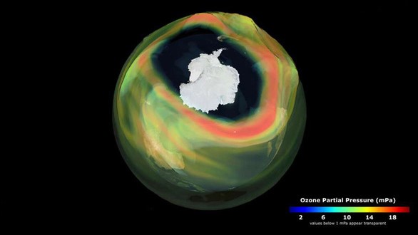 Lỗ thủng ozone tại Nam Cực - Ảnh: NASA